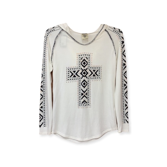 SzL Be Vocal Embellished Cross Hoodie Top  NWT - Picture 2 of 9